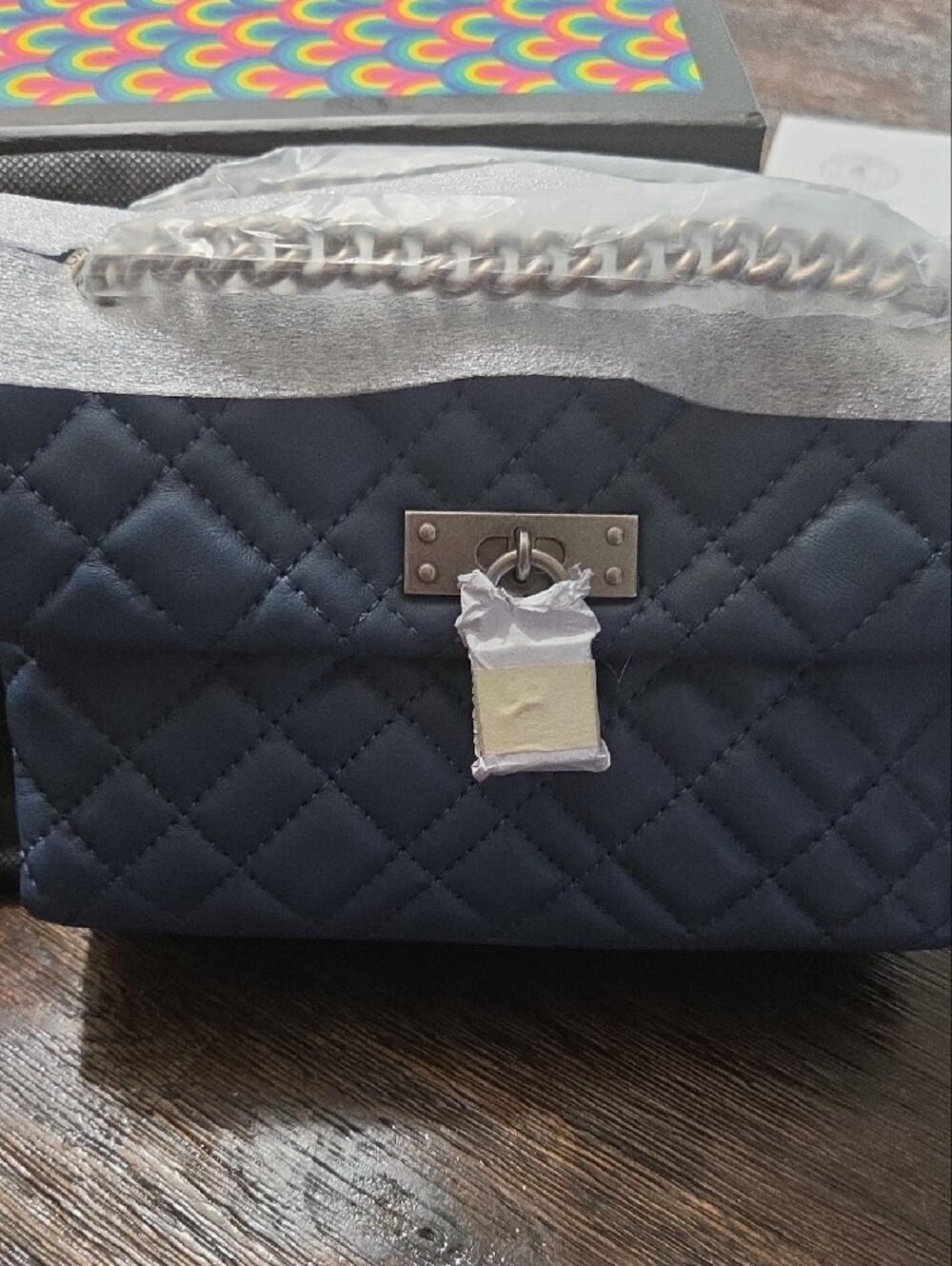 Kurt Geiger Quilted Denim Blue Crossbody Bag - Picture 2 of 7